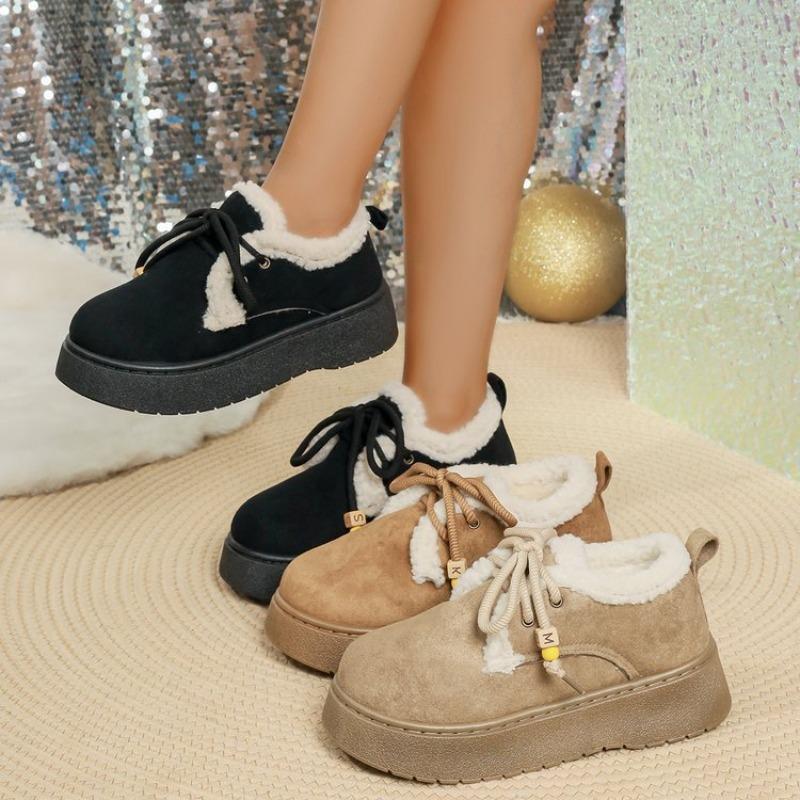 Fashion Winter Round Toe Suede Comfortable Thick Sole Non Slip Casual Women's Boots Fashionable New Lace Up Warm and Elegant Snow Boots