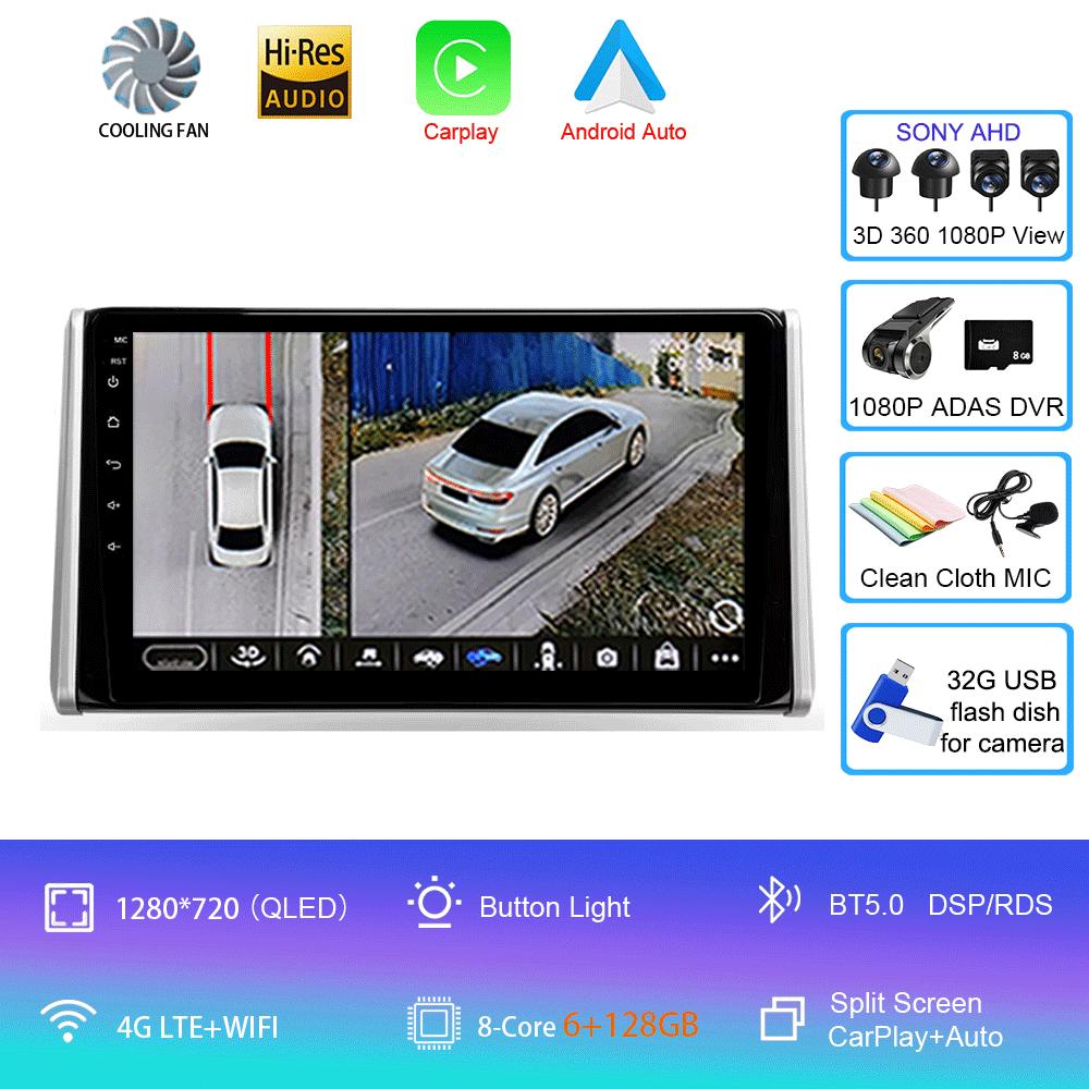 For Toyota RAV4 XA50 2018 2019 2020 Car Radio Android 14 Carplay Navigation Multimedia GPS Player Stereo WiFi+4G Video DSP 2 DIN