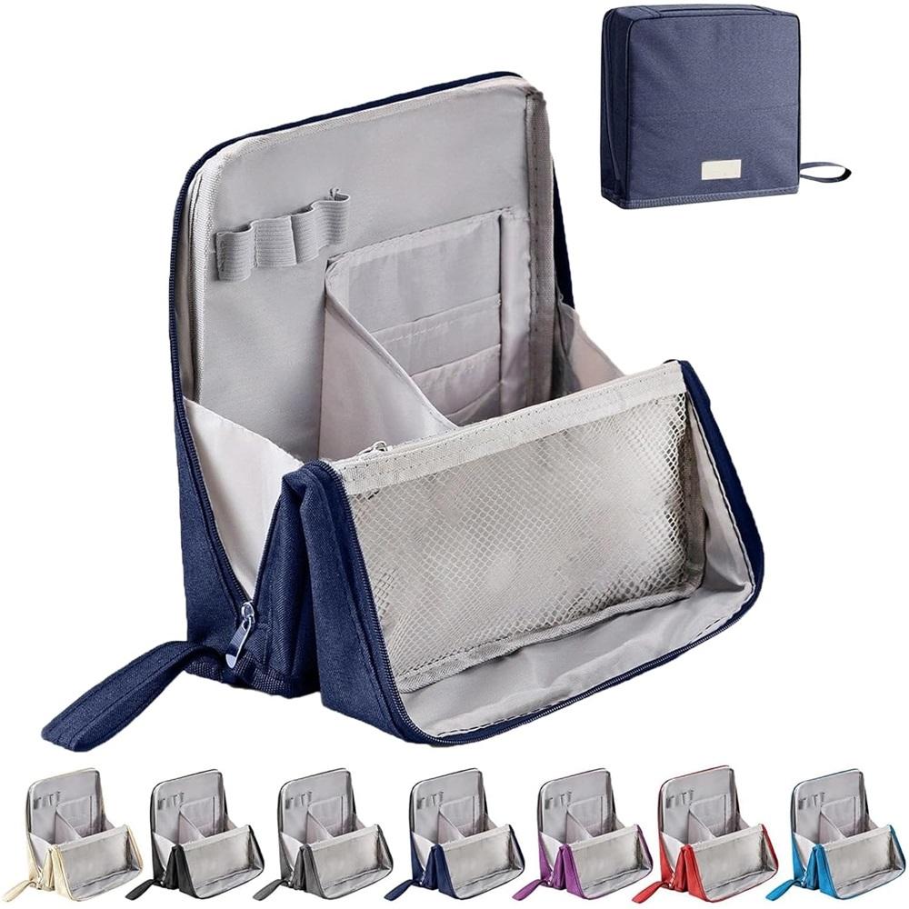 Fashionable handheld partitioned makeup bag, vertical makeup bag, portable with large capacity, waterproof multifunctional makeup bag