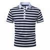 Summer Men's Classic Striped Polo Shirts Short Sleeve Breathable Casual T-Shirt Contrast Color Lapel Collar Streetwear Basic Top