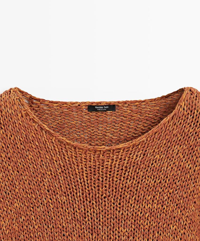 Masimodutti Cotton Blend Open Knit Sweater