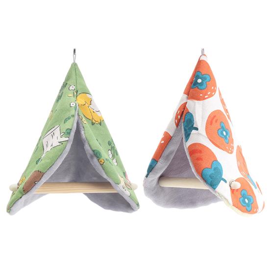 Yousheng Winter-Vogelnest zum Aufhängen, Cartoon-Druck, dick, weich, gemütlich, kältebeständig, kleines Vogelbett, Hängematte, Haus, Papagei, Sittich, Finke, Kanarienvogel, Käfig, Sitzstange, Spielzeug