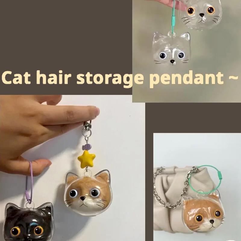 1Pc Memorial Bottle Transparent Cat Head Shape DIY Plastic Cute Pet Hair Keepsake Box Cat Fur Storage Container Pet Lovers Gift
