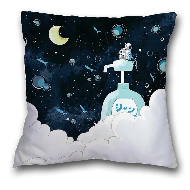 Creative Spaceman Astronaut Pillowcase Blue Green Cushion Cover Sofa Office Seat    Ornament Home Decoration