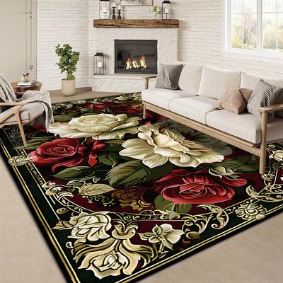 Retro Floral Large Rug 200x300 Cm European Luxury Decoration Carpet for Living Room Non-slip Bedroom Cloakroom Washable Soft Mat