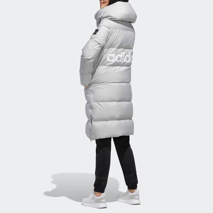 Adidas Neo Large Logo Casual Mid-Length Down Jacket Winter Women Outerwear Gray EI4425