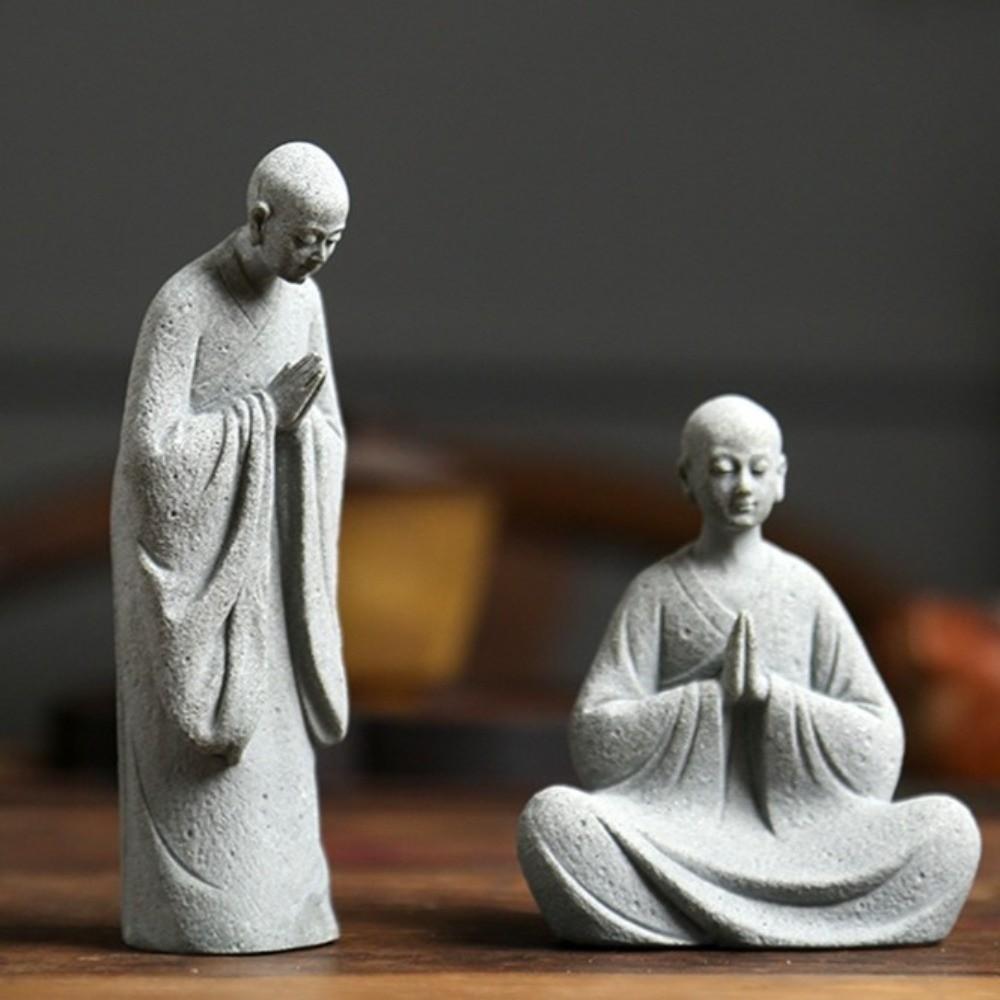 Resin Meditation Monks Figurine Funny Prayer Monks Statues Unique Zen-Themed Decoration Gifts