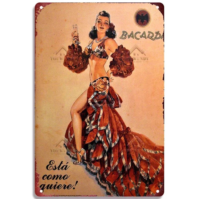 Retro Bacardi Metal Sign, Tin Sign, Rum Brand Plaque, Vintage Plates, Wall Decor, Poster, Bar, Man Cave, Shabby Chic Decorati