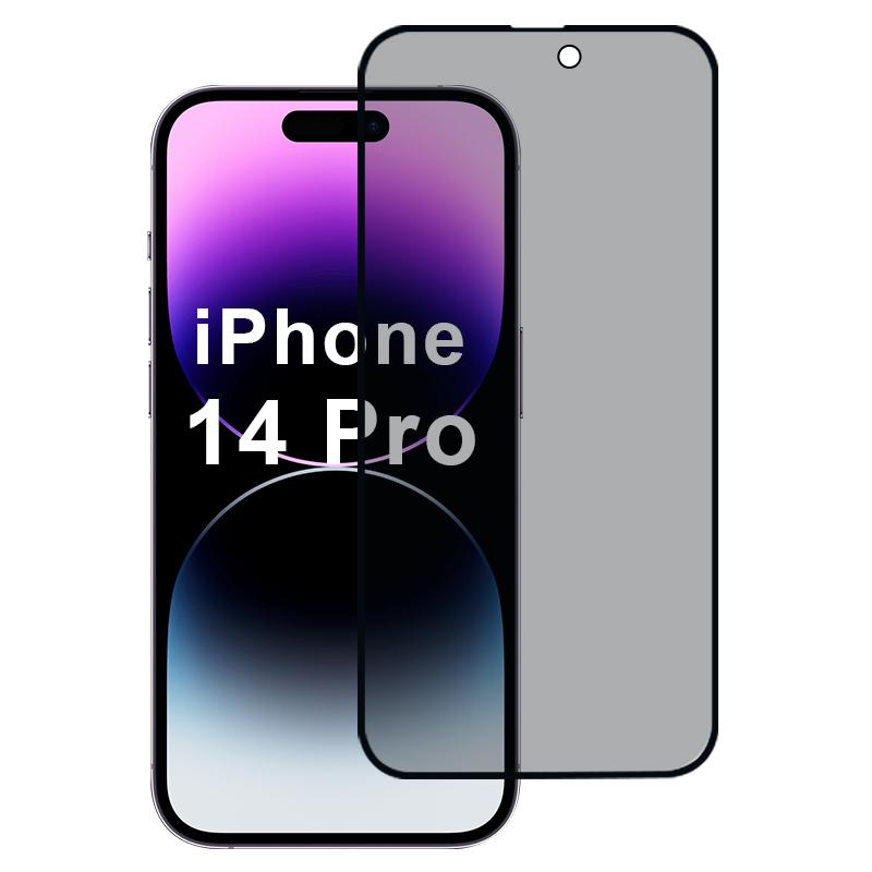 

For iPhone 14 Pro Anti Peep Screen Protector 2.5D Full Coverage High Aluminum-Silicon Glass Type A