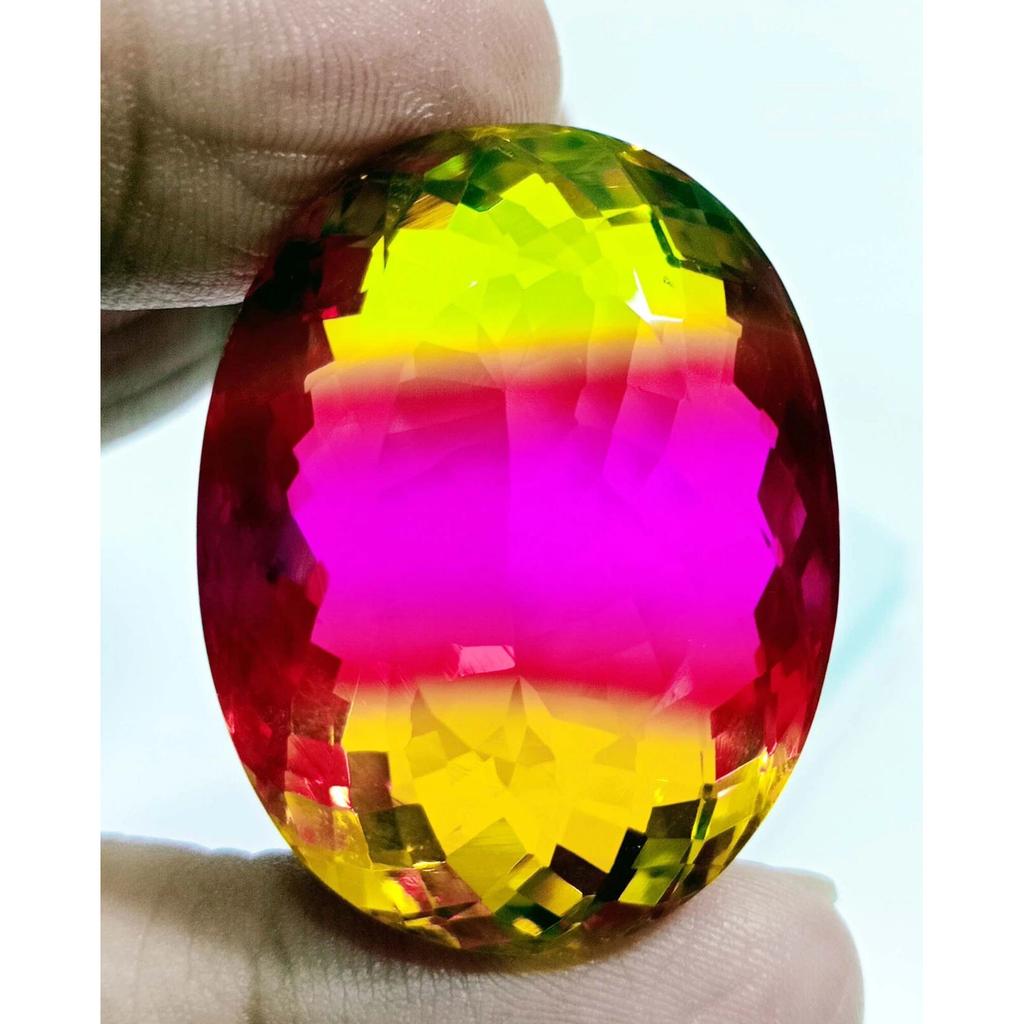 Stunning Ametrine Bi-Color Natural Oval Cut 84 Ct Certified Loose Gemstone