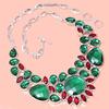 Necklace Emerald Quartz GarnetGemstone Women'Unisex Jewelry 18-20''