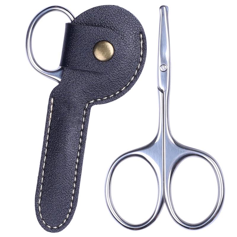 Stainless Steel Pointed Eyebrow Scissors with Protective Cover - Men's Nose Hair & Beard Trimmer