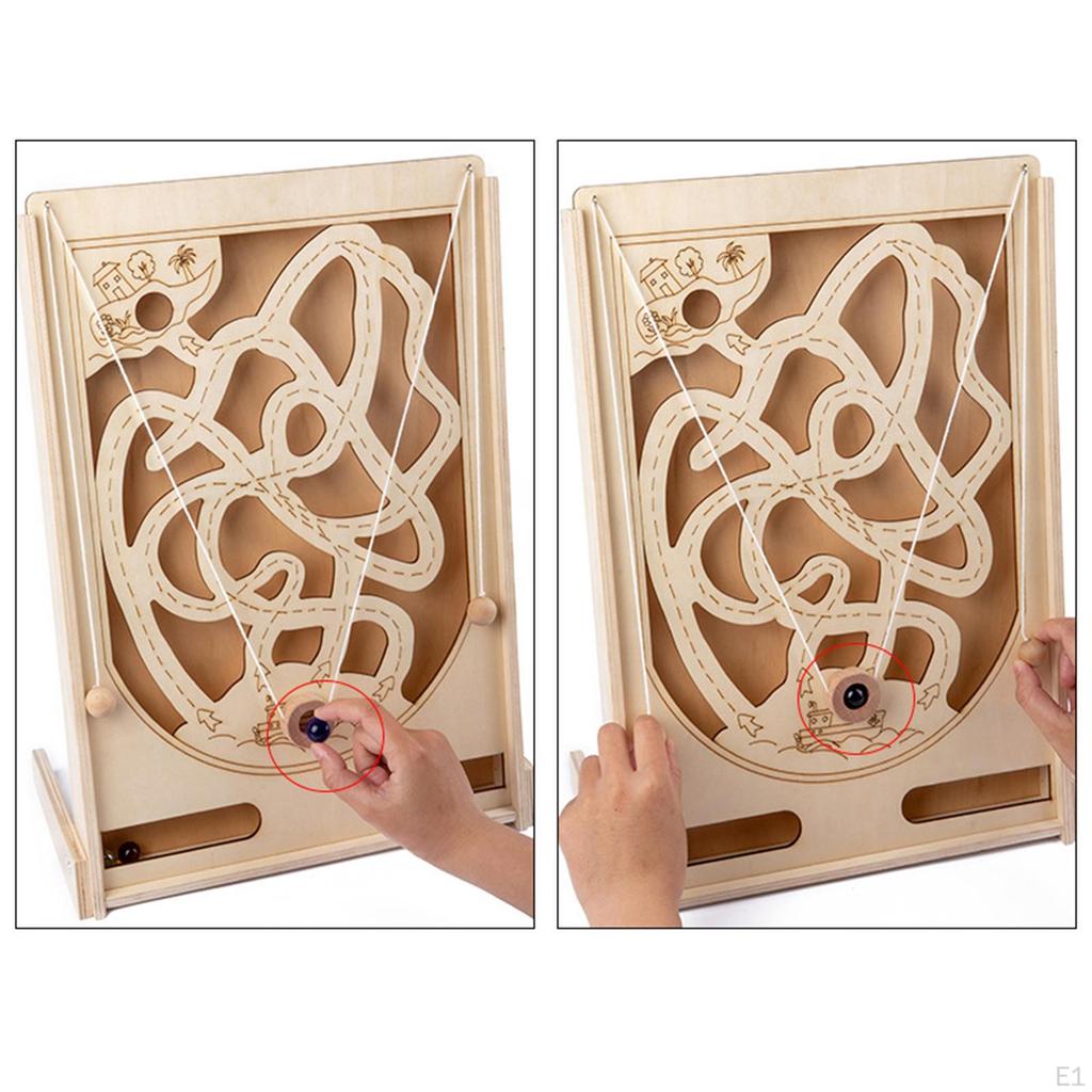Wooden Maze Three Marbles, Game Traditional Board for Adults, Boys and Girls