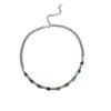 Handcrafted Stainless Steel Pendant Necklace Featuring Bamboo Chain And Green Stone For Gift