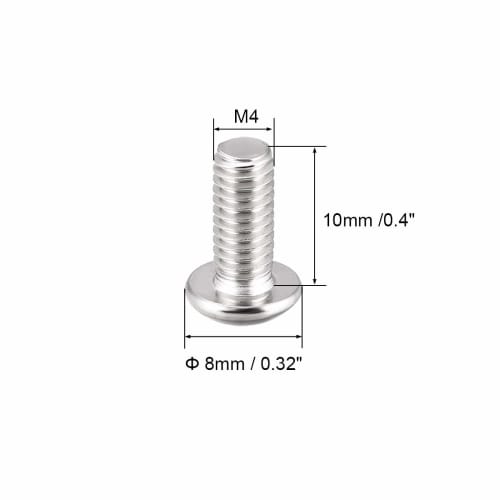 uxcell M4x10mm 304 Stainless Steel Hex Socket Head Machine Screws, Round Head Bolts, Pack of 20