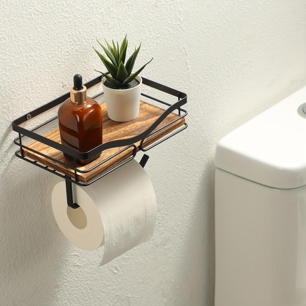 In-Stock Wall-Mounted Toilet Paper Holder for Bathroom & Hotel, Multi-Purpose Floating Shelf for Home Toilet, Roll Paper Storage