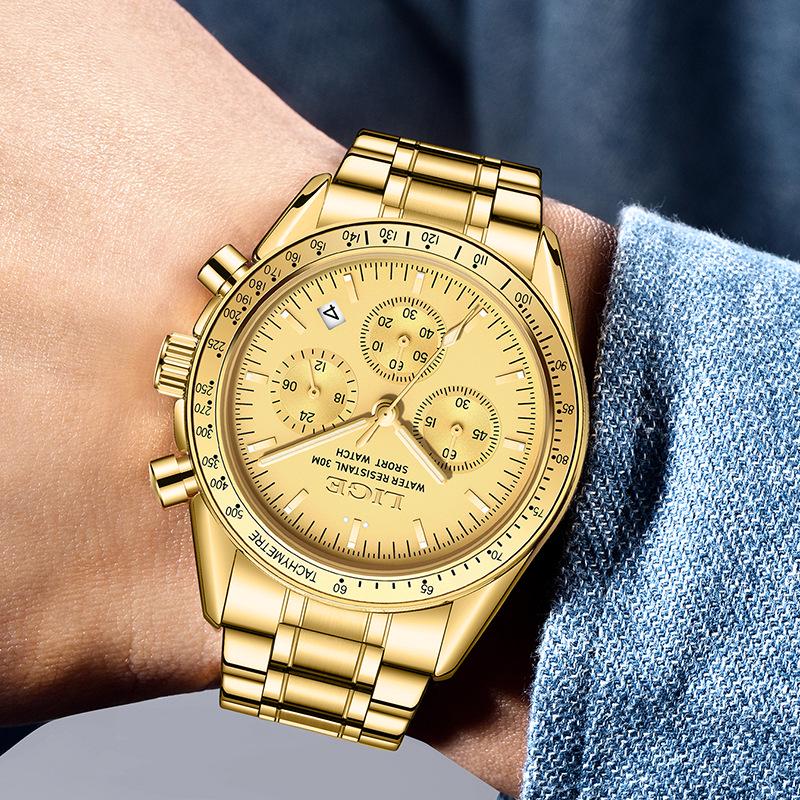 LIGE Elegant Men's Multifunctional Waterproof Wristwatch with Luminous Quartz & Calendar 89137