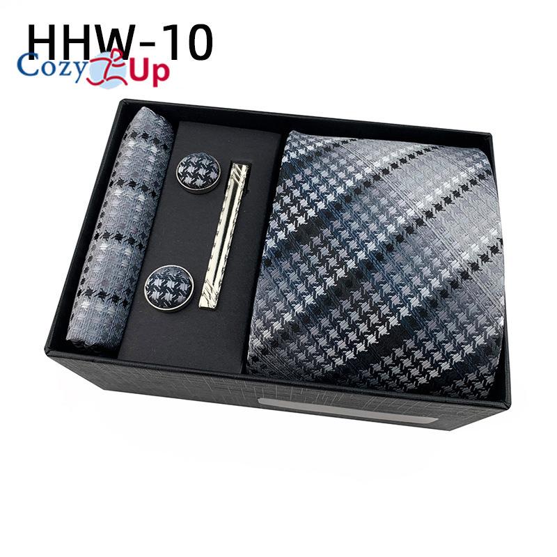 Cozy Up Set 6 piese Cravată pentru bărbați Paisley, inclusiv cravată pătrată eșarfă manșetă agrafă cutie cadou