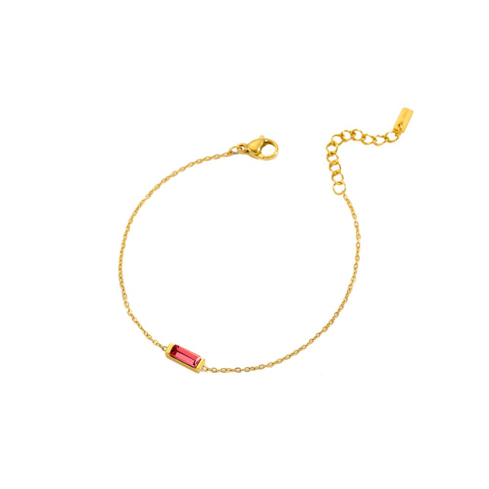 Vintage 12 Birthstone Waterproof Square Pendant Bracelet Gold Plated Stainless Steel Color Fashion Chain Link Jewelry