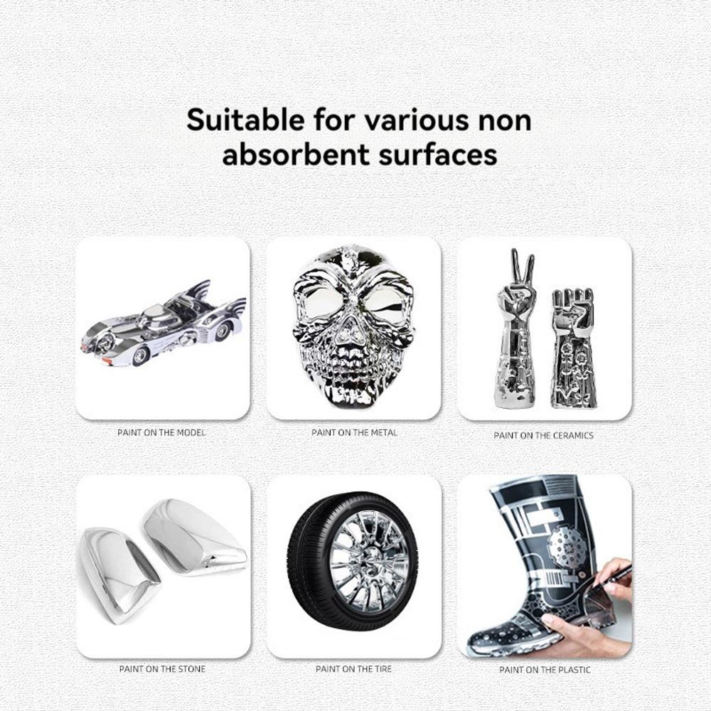 6pcs/Kit High Gloss Liquid Chrome Mirror Marker Pen 2mm DIY Reflective Permanent Gold SILVER Paint Pen for On Any Surface