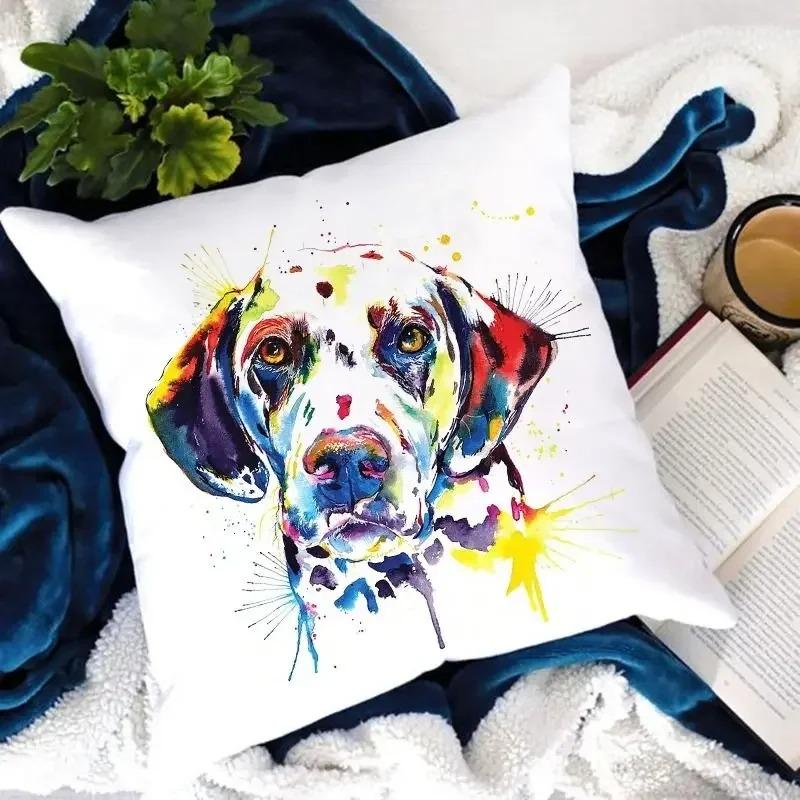 Dog Paw Print Watercolor Dog Pattern Pillow Cover Suitable for Home Hotel Car Cushion Cover Decorative Sofa Chair Pillow Cover