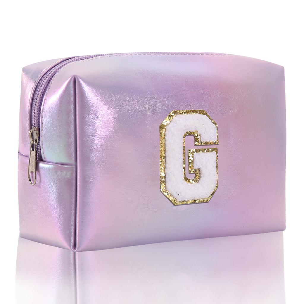 Octagon Bag Embroidery Alphabet Makeup Bag Large Capacity Toiletry Bag Travel Storage Bag Clutch Bag