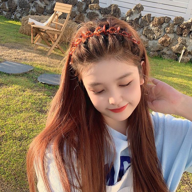Retro Braided Headband Small Clip Clip Bangs Fixed Artifact Multi-layer Hollow Braided Headband Net Celebrity Hair… More
