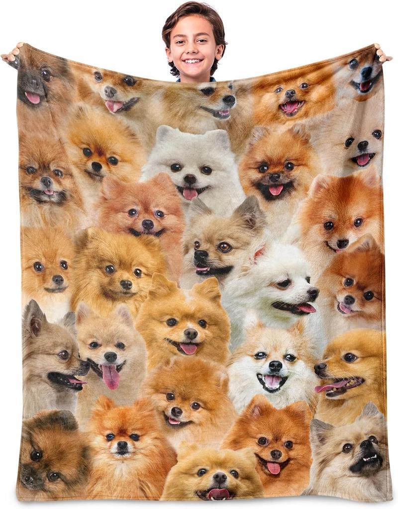 1PC Cute Dogs Pattern Throw Thin Blanket Gifts for Couch Bed Car Home Camping for Animals Kinds of Dogs Lovers All Season Use