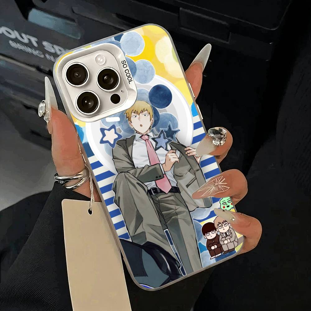 

M-Mob -Psycho -100 Phone Case For iPhone 17,16,15,14,13,12,11 Plus,Pro Max,XS,white silver phone case iPhone17Pro