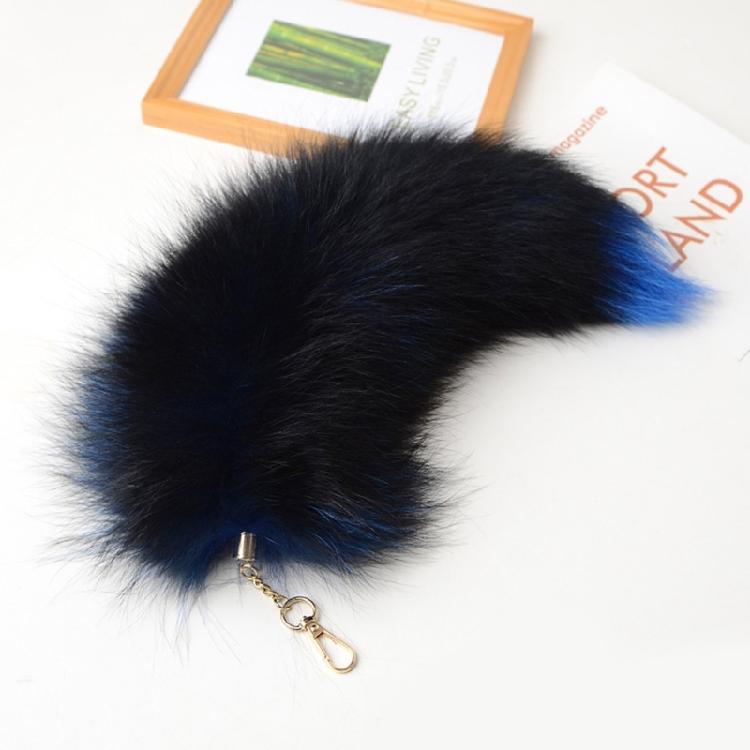 Gradient Foxes Furs Tail Pendant Keychain Keys Holder for Purse Bag Decoration
