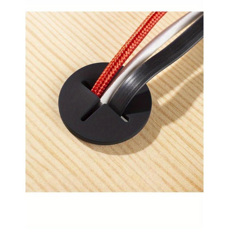 10PCS Desktop Cable Sealing Ring, Flexible Silicon Cable Hole Cover, Wire Finisher, Cable Passing, White/Black Round Washer