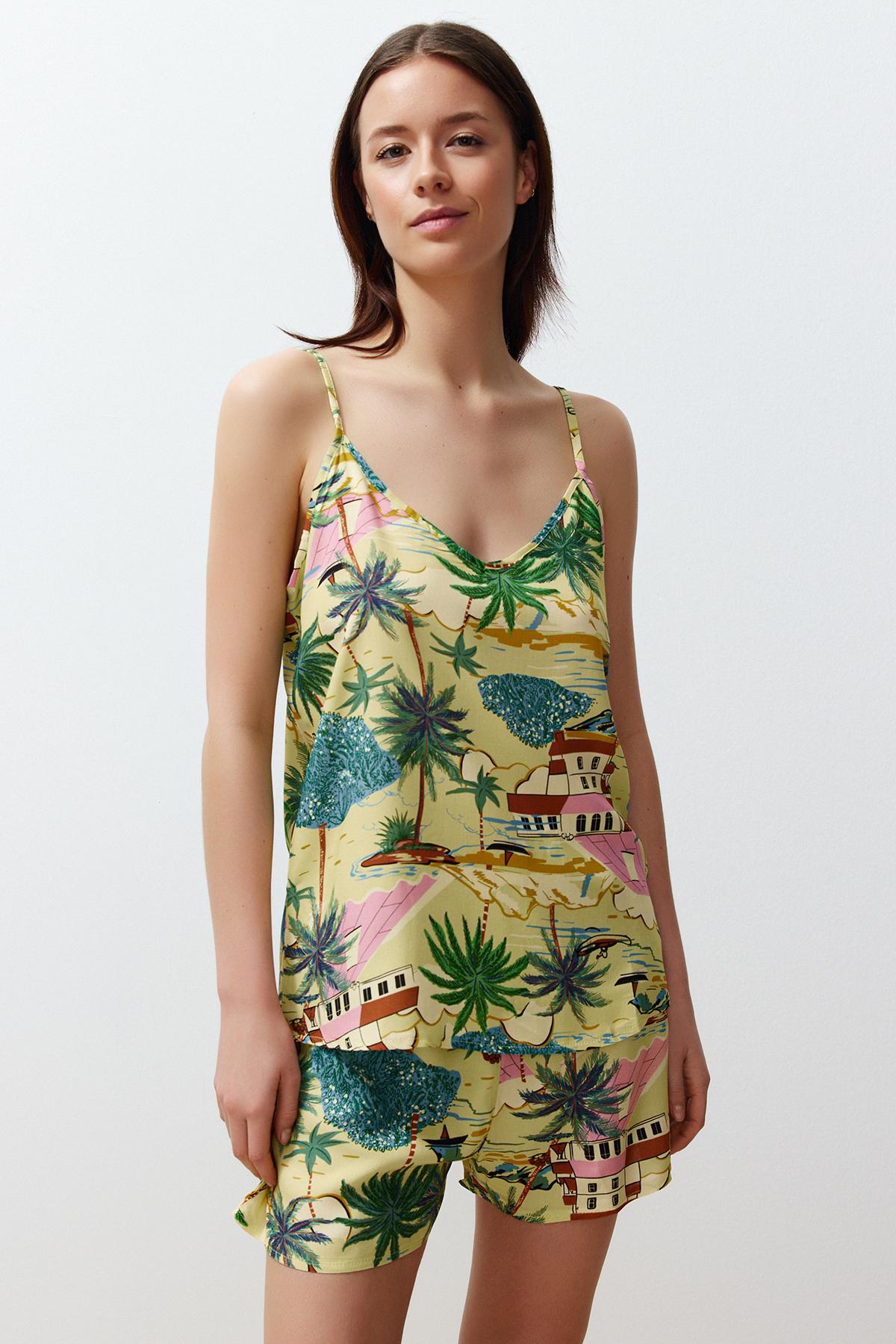 

Женский модный новый пижамный комплект, разноцветный пижамный комплект с веревочным ремешком из вискозы