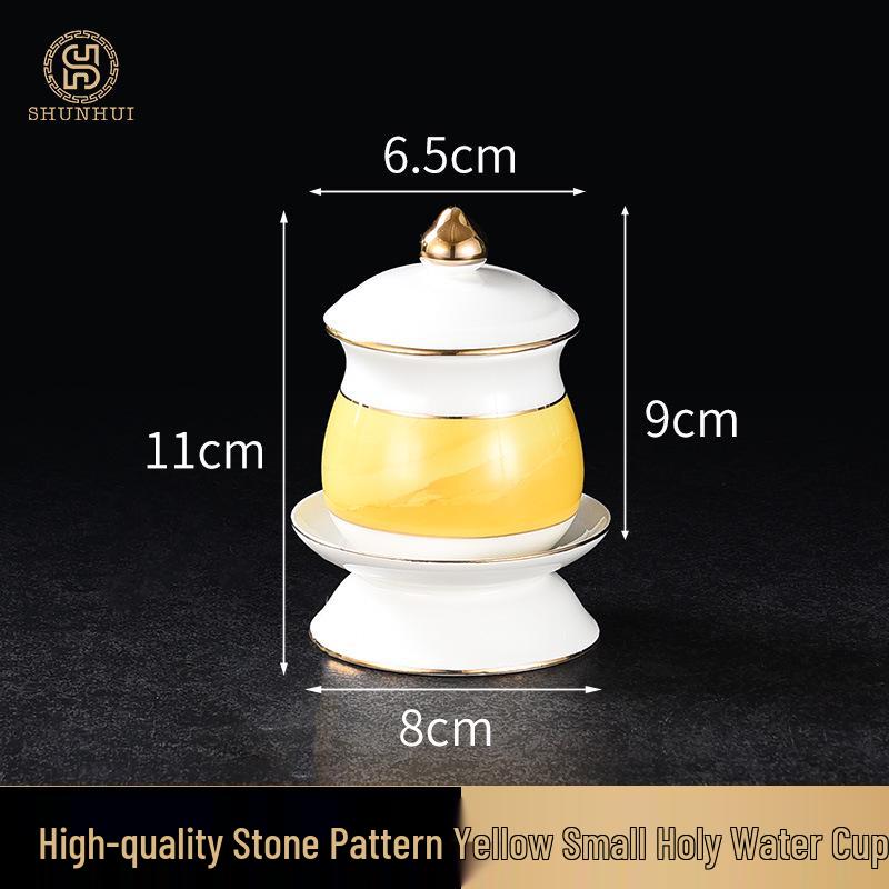 Large Ceramic Buddhist Incense Burner for Indoor Rituals, with Holy Water Cup and Incense Stick Holder