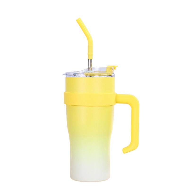 New Gradual Change Color Big Mac Stainless Steel Thermos Cup High Value Large Capacity Accompanying Ice Cup with Handle  Cup