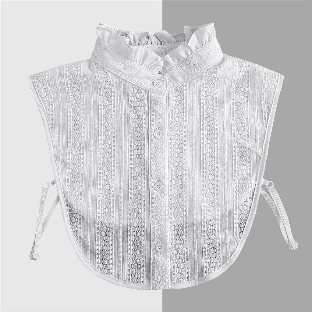 Brown/Polka Dots Shirt Detachable Collor for Mens and Women Lapel Stand Button Fake Collar Female Casual Sweater False Collar