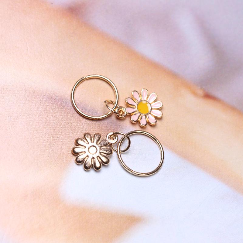 DIY Jewelry Accessories: Oil Drip Alloy Curved Daisy Chrysanthemum Headdress with Dirty Braids Hair Pendant