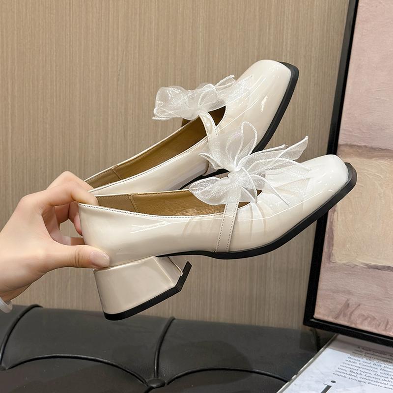 Scarpe Mary Jane Vintage da Donna a Punta Quadrata Moda Basse Slip On Primavera Autunno Scarpe da Cerimonia di Matrimonio