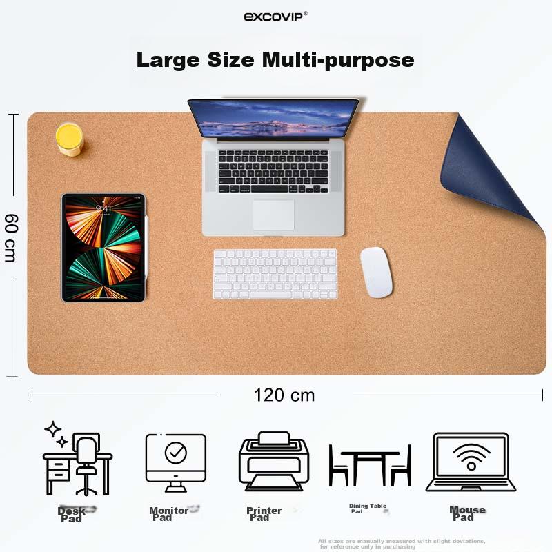 EXCO 1.2-Meter Cork Waterproof Leather Mouse Pad, Extra Large Computer Desk Mat, Leather Table Cover, Oversized Gaming Keyboard Pad, Charm Blue 9779