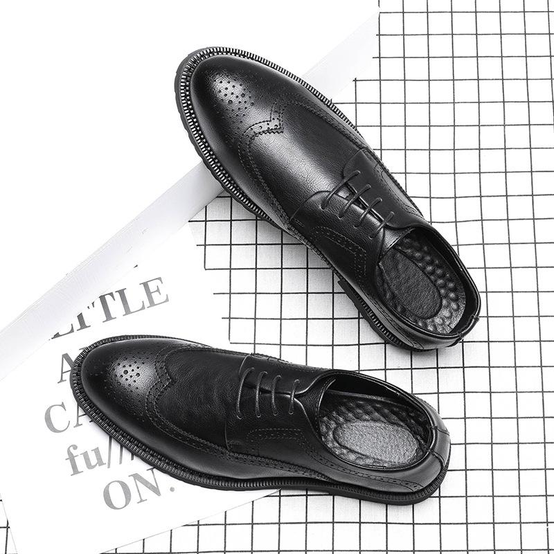 British Fashion Retro Trend Pointed Casual Leather Shoes Brock Engraved Men'S Shoes Px62-G