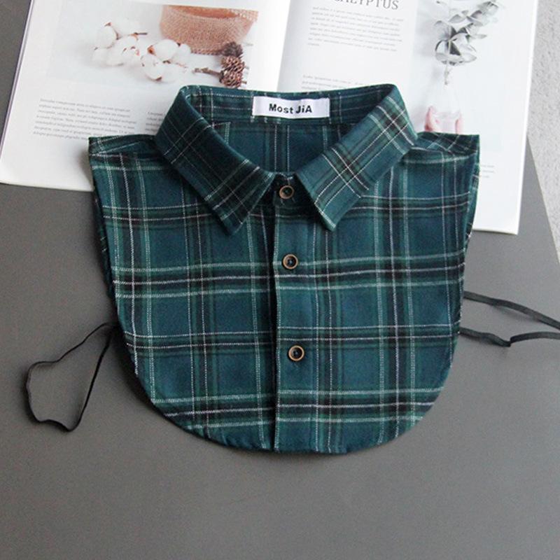 Plaid Fake Collar Shirt Children Print Collares Mujer Cotton Detachable Collar Choker Kids Boys Girls Removable Half Shirt