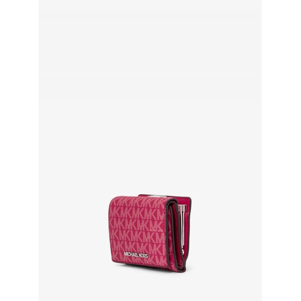 Michael Kors Jet Set Travel Compact Wallet Medium   Mk Signature 35s4stve2v2699 Dark Raspberry