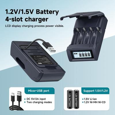 4 Fack USB Batteriladdare För 1.2V AA AAA Ni-MH Ni-CD Uppladdningsbart Batteri 1.5V AA AAA Li-ion