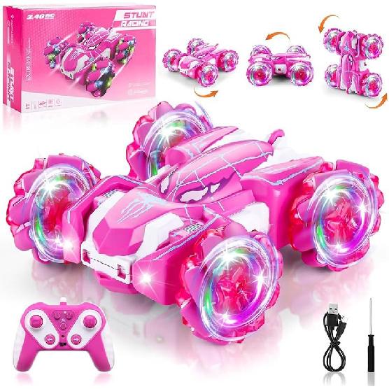Spider Remote Control Car, Double Sided 360°Rotating USB Direct Charging RC Cars with Cool Lights, 2.4Ghz Drift RC Stunt Car, 360°Rotating 4WD