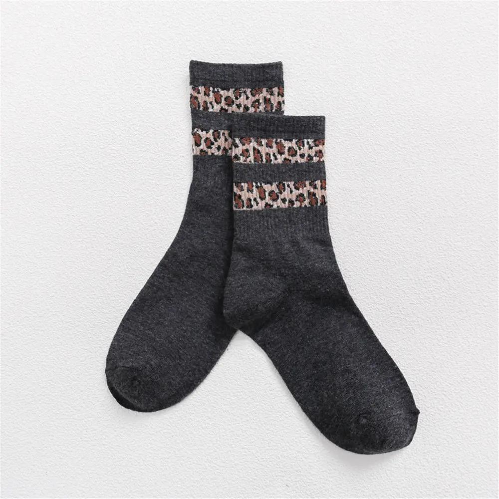 Spring Winter Women Retro Fashion Cotton High Street Popular Leopard Stripe Socks Harajuku Cool Hipster Cozy Chaussette