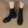 Krazing Pot Flock Winter Square Toe Modern Size 33 Boots Size 43 Zipper Fashion Stretch Ankle Boots