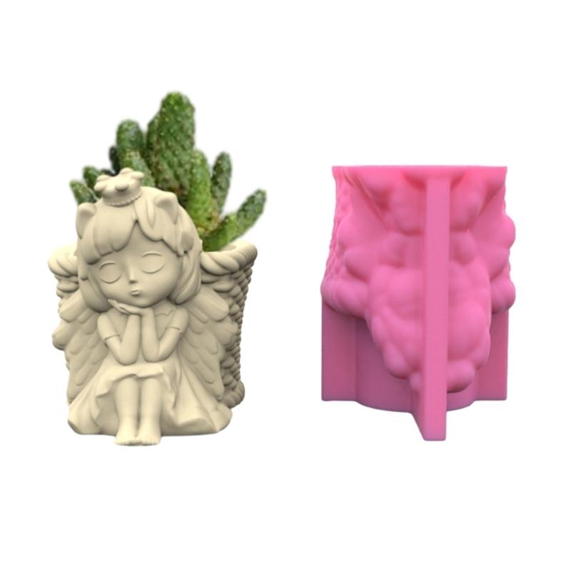 Flower Pot Silicone Mold 3D Angel Girl Succulent Planter Concrete Mold DIY Craft Resin Epoxy Mold DIY Pen Holder Decor