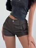 Rose Beauty A Damen-Y2K-Street-Cargo-Shorts mit elastischer Taille und Klapptasche an der Seite, einfarbig, einfache, lässige Shorts für den Alltag