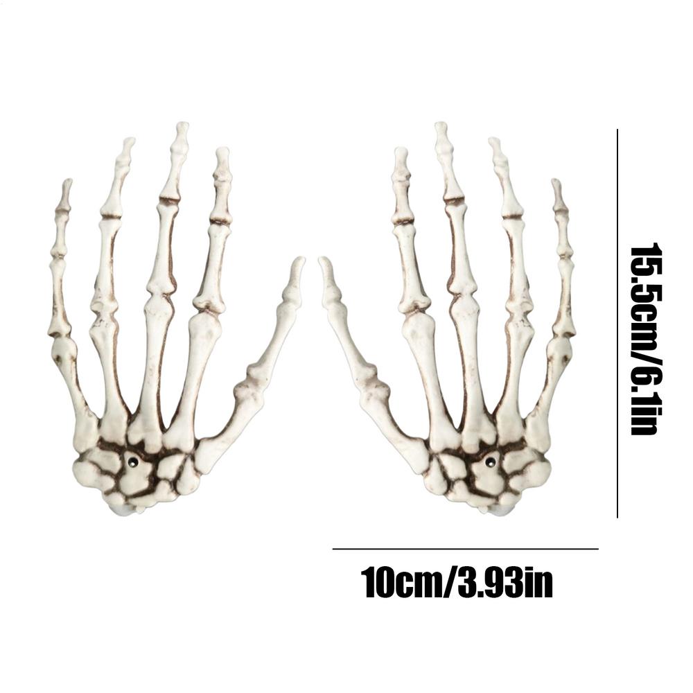 1 Pair Halloween Skeleton Horror Decor Skeleton Hands Ornament Realistic Fake Arms Seasonal Decoration Hangable For Porch