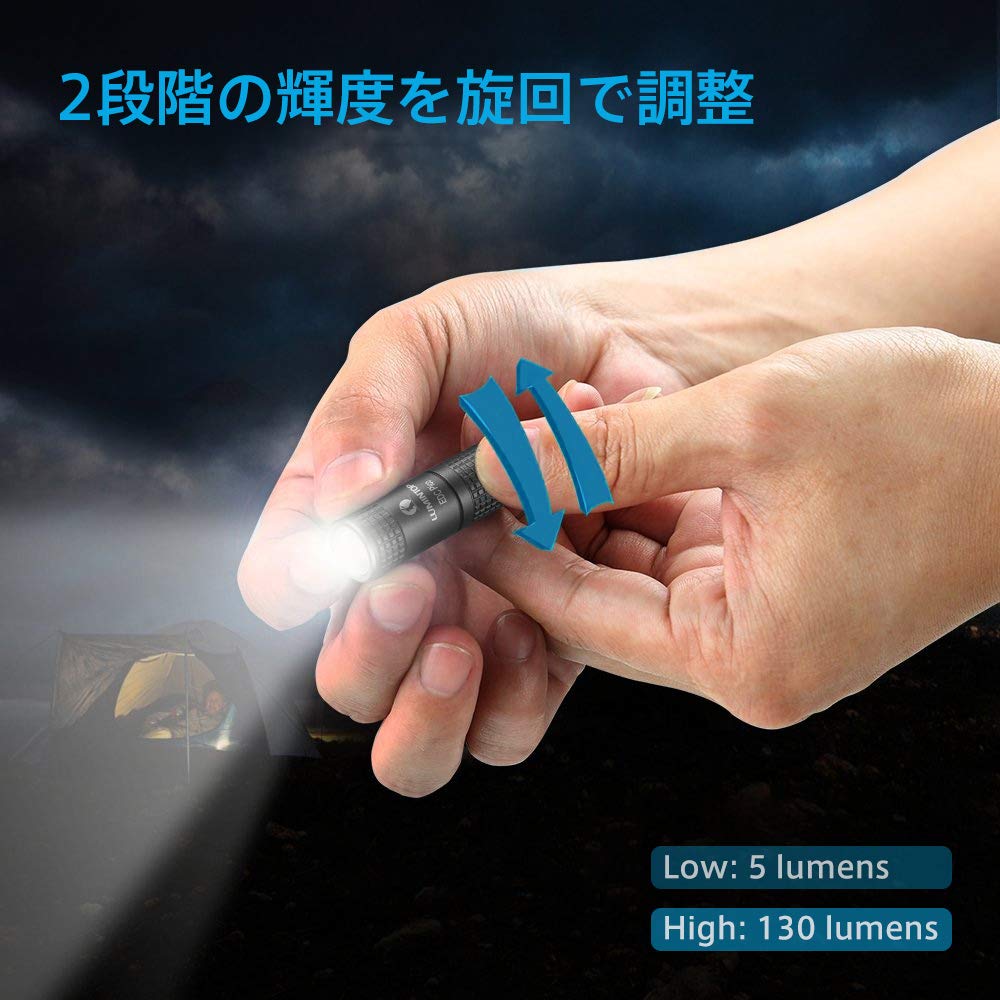 LUMINTOP Keychain LED USB Max 130 4 Hours of 2 IPX8 Shockproof Aluminum Flashlight, Rechargeable, Lumens, Use, Modes, Waterproof, 1.5M (EDC PICO,