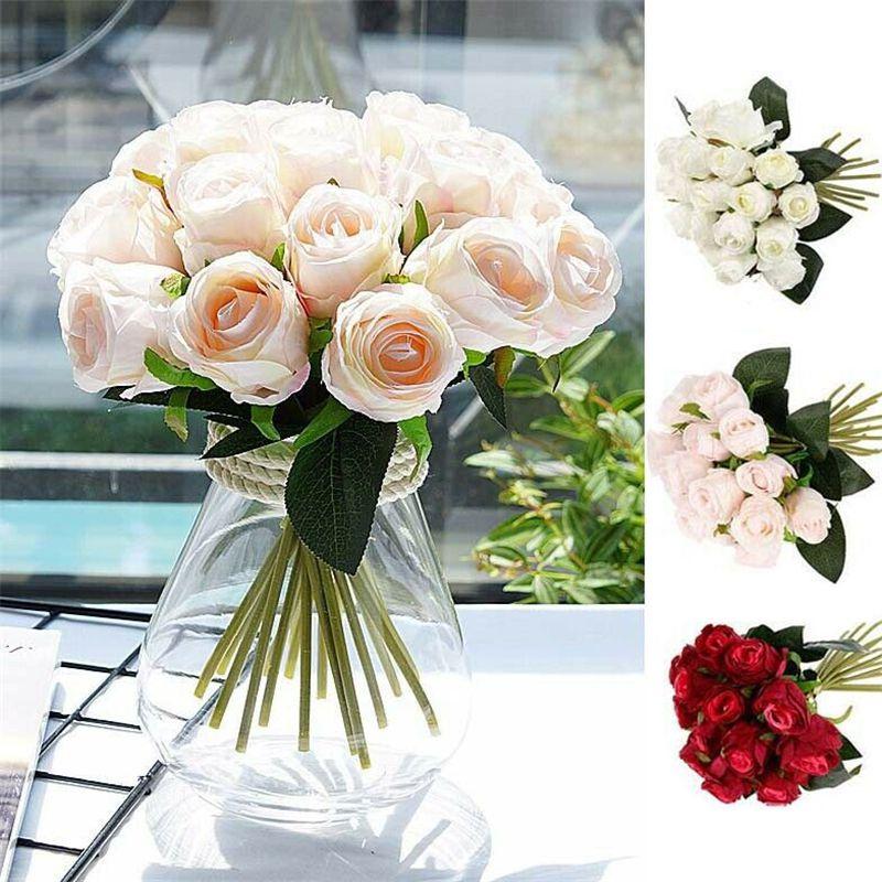 Artificial Silk 18heads Rose Fake Flower Bouquet Wedding Party Home Bridal Decor
